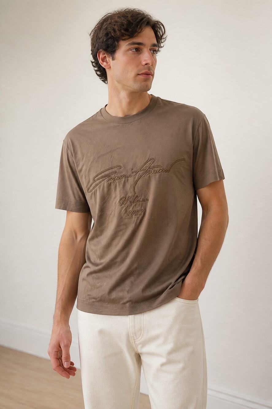 Emporio Armani Milano 1981 Brown Logo T-Shirt L